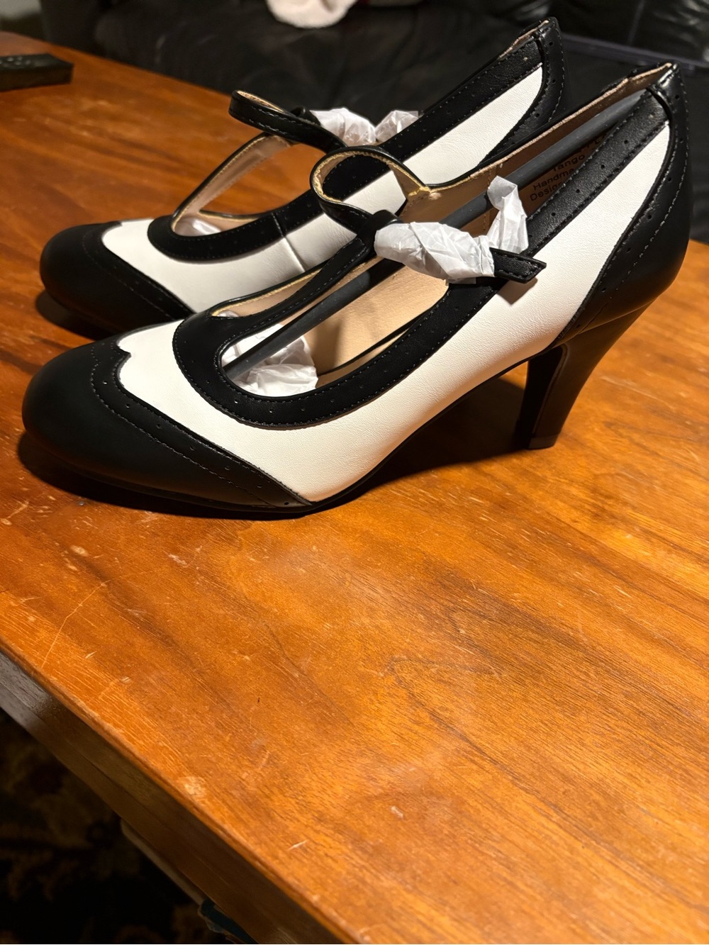 J. Adams Tango Black White Mary Jane Heels Size 7.5 Retro Vintage Pinup NIB